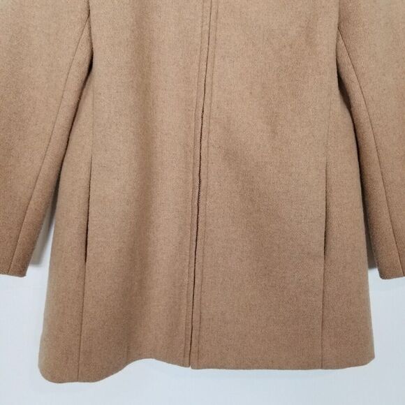 J.Crew Factory Women Village coat Sz 0 Beige Wool Blend Zip Up Preppy City - Picture 3 of 8